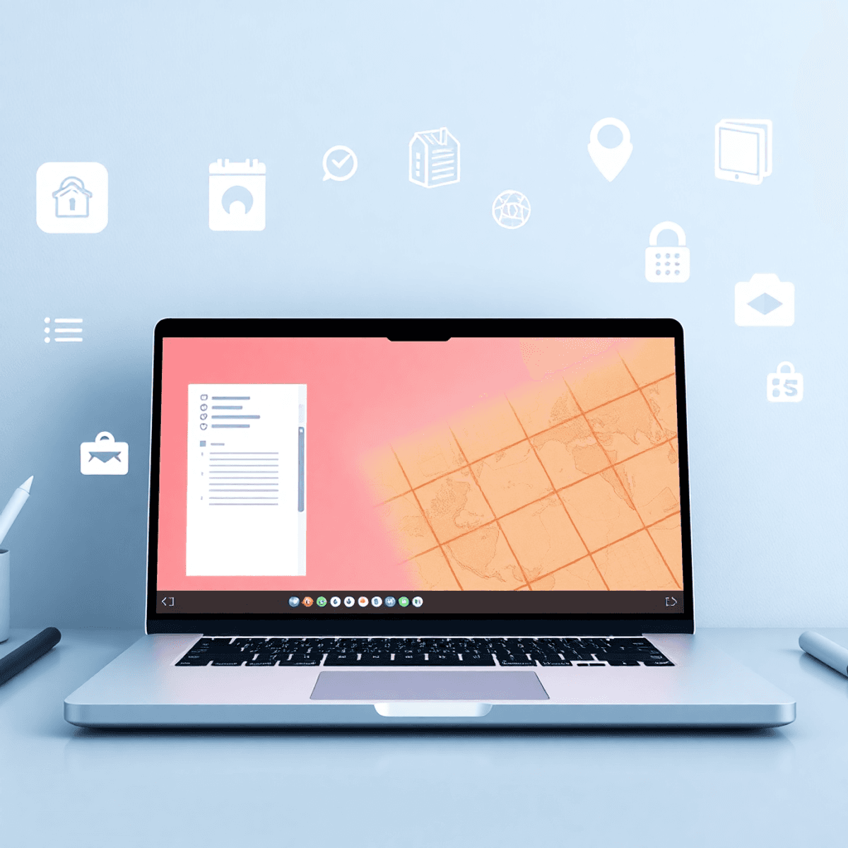 Obscure Web Tools - A modern workspace with a sleek laptop showing minimalist apps