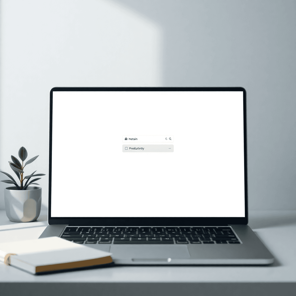 Minimalist workspace with a laptop showing a no-login productivity tool