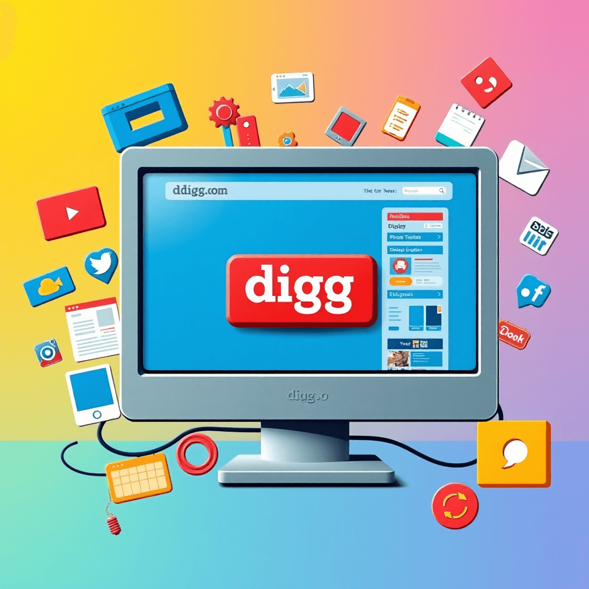 What Happened to Digg - Vintage 2000s computer screen showing Digg.com homepage