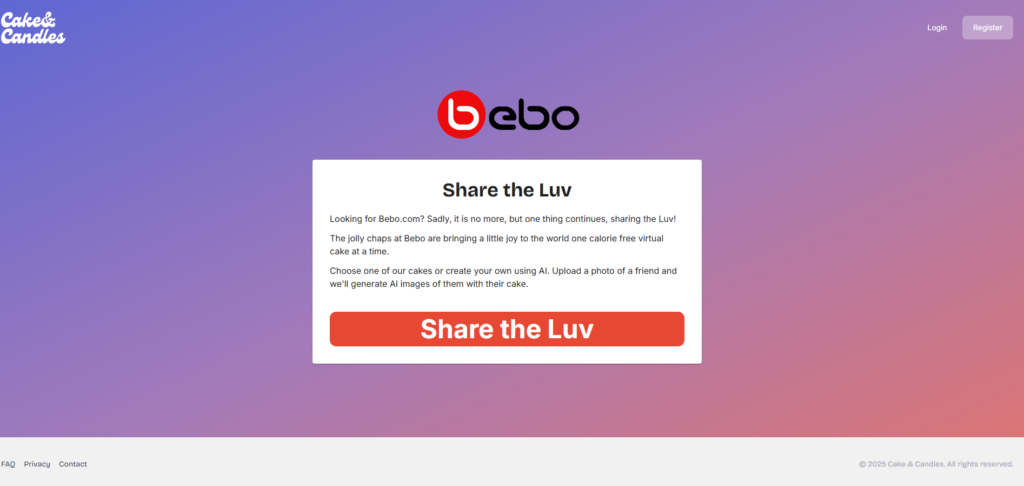 Bebo Homepage