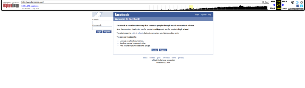 Facebook Homepage From 2006