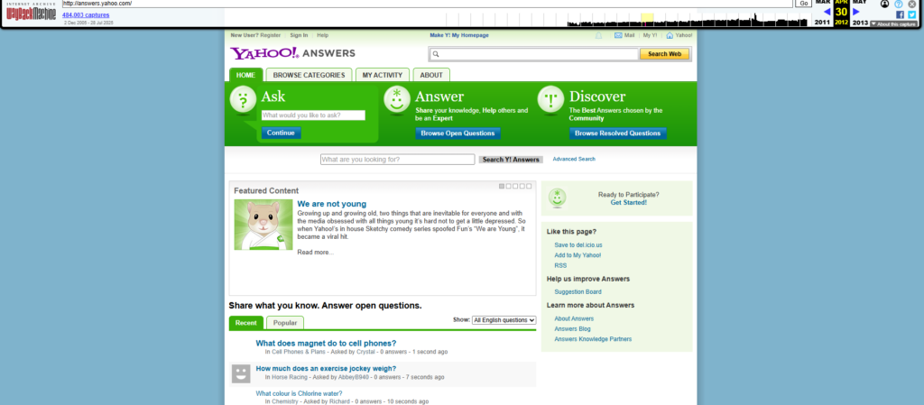 Yahoo Answers Archive From 2012