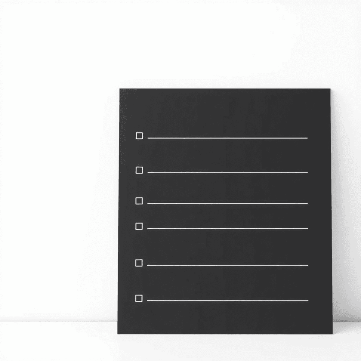 Minimalist digital to-do list with white space, black and white colors, and elegant typography