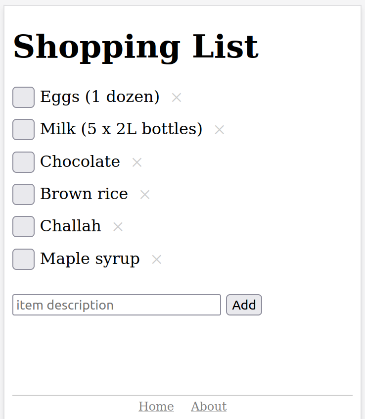 Shopping List Example