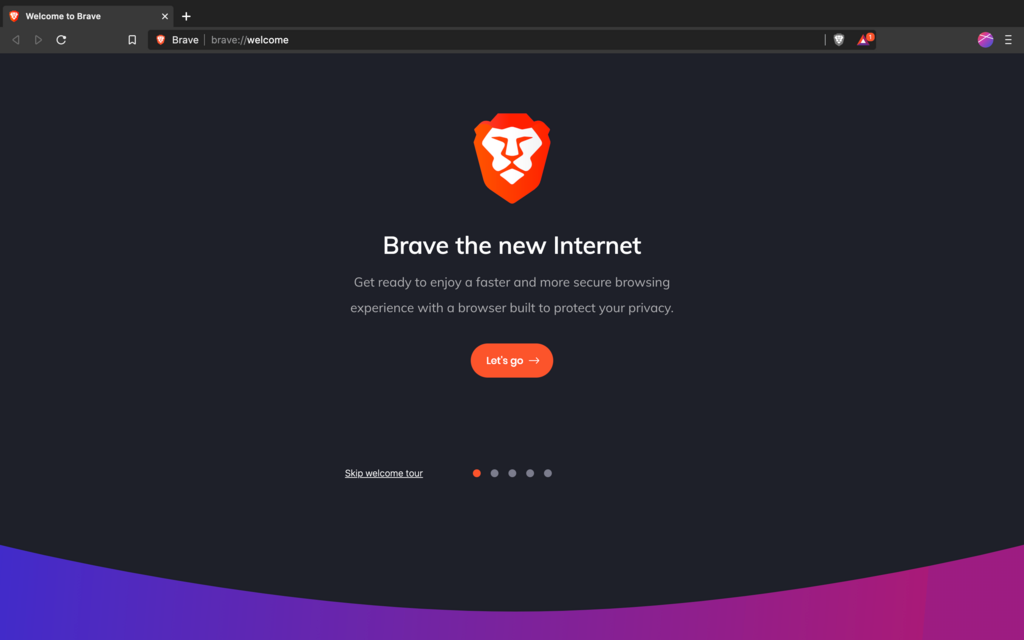Brave Browser Welcome Page
